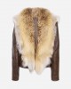 Genuine sheep leather jacket with whole fox fur Trimming